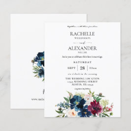 Budget Navy Blue, Burgundy & White Floral Wedding