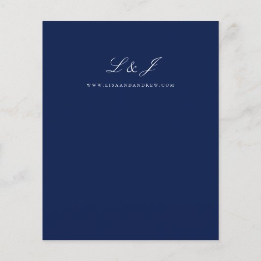 Budget Navy Blue Calligraphy Wedding Flyer (Achterkant)