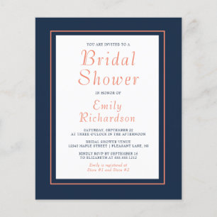Budget Navy Blue Coral Bridal Shower