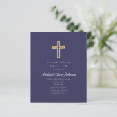 Budget Navy Blue Cross Boy Baptisme Paper (Staand voorkant)