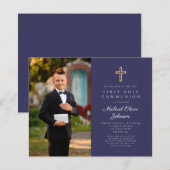 Budget Navy Blue Cross Photo Boy First Community (Voorkant / Achterkant)