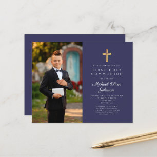 Budget Navy Blue Cross Photo Boy First Community