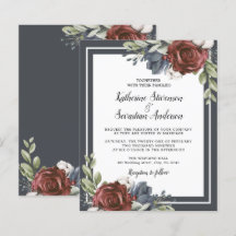 Budget Navy Blue Dark Moody Floral Wedding Flyer