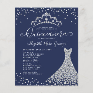 Budget Navy Blue Diamond Sparkle Tiara Quinceanera
