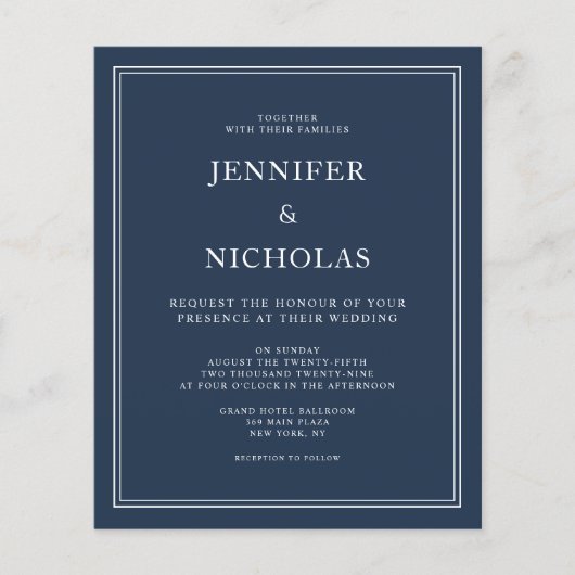 Budget Navy Blue Elegant Formal Wedding (Voorkant)
