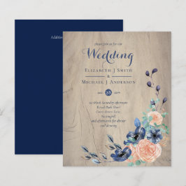 Budget Navy Blue en Coral Wedding Woodland