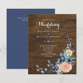 Budget Navy Blue en Coral Wedding Woodland