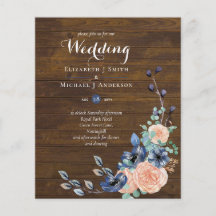 Budget Navy Blue en Coral Wedding Woodland