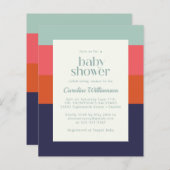Budget Navy Blue en Red Stripes Chic Baby shower (Voorkant / Achterkant)