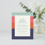 Budget Navy Blue en Red Stripes Chic Baby shower (Staand voorkant)