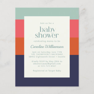 Budget Navy Blue en Red Stripes Chic Baby shower