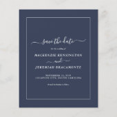 BUDGET Navy Blue Eucalyptus Photo Save the Date Flyer (Achterkant)