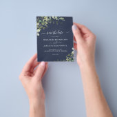 BUDGET Navy Blue Eucalyptus Weddenschap Save the D Flyer (Hand)