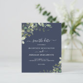Budget Navy Blue Eucalyptus Wedding Save the Date (Staand voorkant)