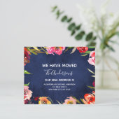 Budget Navy Blue Floral Moving Announge (Staand voorkant)