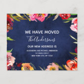 Budget Navy Blue Floral Moving Announge (Voorkant)