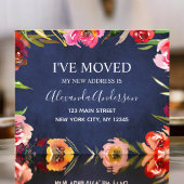 Budget Navy Blue Floral Moving Announge