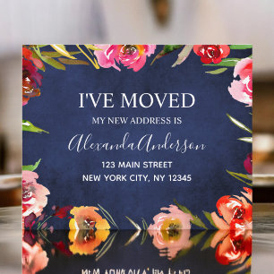 Budget Navy Blue Floral Moving Announge