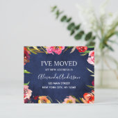 Budget Navy Blue Floral Moving Announge (Staand voorkant)