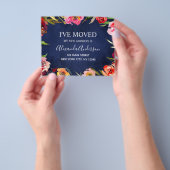 Budget Navy Blue Floral Moving Announge Flyer (Hand)