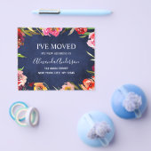 Budget Navy Blue Floral Moving Announge Flyer (Enkel)