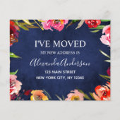 Budget Navy Blue Floral Moving Announge Flyer (Voorkant)