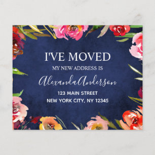 Budget Navy Blue Floral Moving Announge Flyer