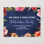 Budget Navy Blue Floral Moving Announge Flyer (Voorkant)