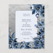 Budget Navy Blue Floral Silver Wedding (Voorkant)