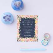 Budget Navy Blue Floral Wildflower Foto QR Code Flyer (Enkel)