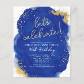 Budget Navy Blue Glitter Alcohol Ink Birthday (Voorkant)