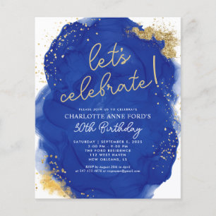 Budget Navy Blue Glitter Alcohol Ink Birthday