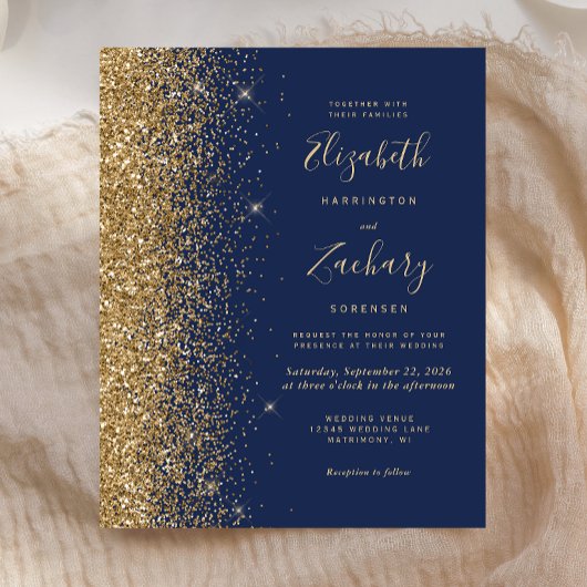 Budget Navy Blue Glitter Weddenschap