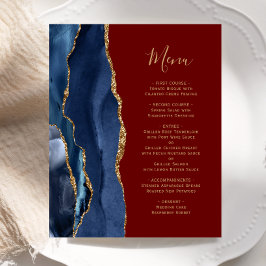 Budget Navy Blue Gold Agaat Bourgogne Wedding Menu