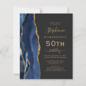 Budget Navy Blue Gold Agaat Dark 50th Birthday (Voorkant)