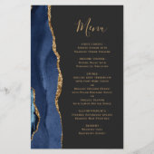 Budget Navy Blue Gold Agaat Dark Wedding Menu (Voorkant)