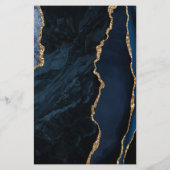 Budget Navy Blue Gold Agaat Dark Wedding Menu (Achterkant)