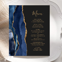 Budget Navy Blue Gold Agaat Dark Wedding Menu