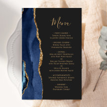 Budget Navy Blue Gold Agaat Dark Wedding Menu