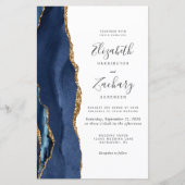 Budget Navy Blue Gold Agaat QR Code Huwelijksuitno (Voorkant)