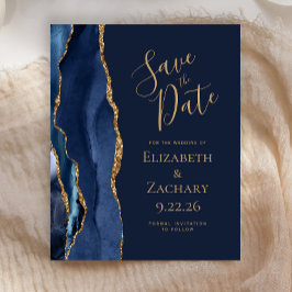 Budget Navy Blue Gold Agaat Save the Date