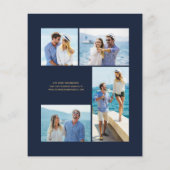 Budget Navy Blue Gold Agate 4-Photo Wedding Invite (Achterkant)