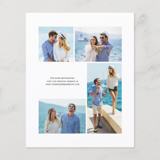 Budget Navy Blue Gold Agate 4-Photo Wedding Invite (Achterkant)