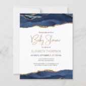 Budget Navy Blue Gold Agate Baby shower Invitation (Voorkant)