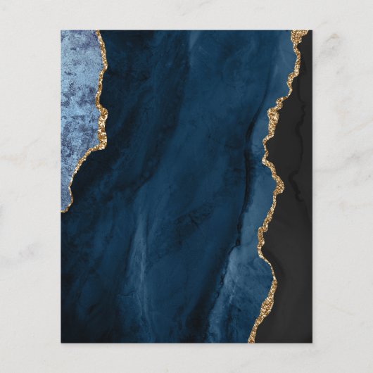 Budget Navy Blue Gold Agate Script Wedding Invite (Achterkant)