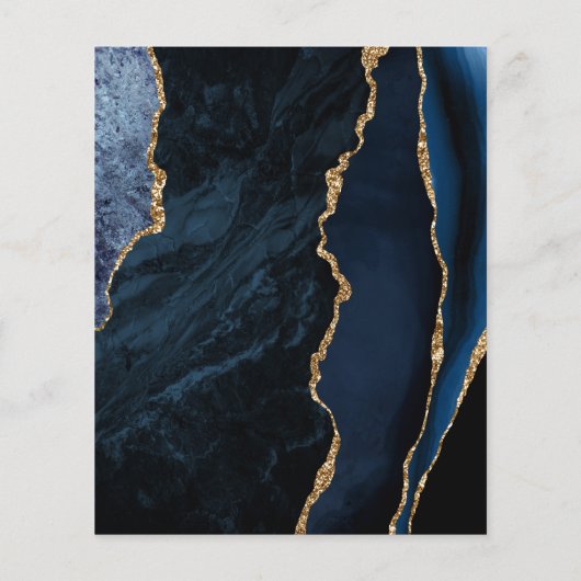 Budget Navy Blue Gold Agate Wedding Invitation (Achterkant)