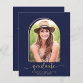 Budget Navy Blue Gold Arch Photo Afstuderen (Voorkant / Achterkant)