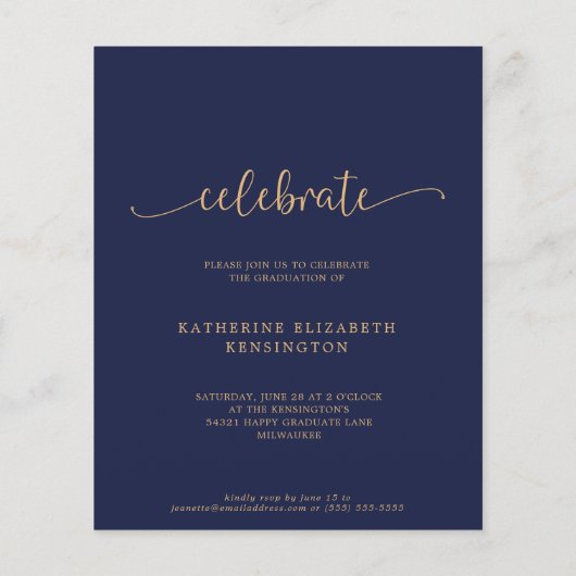 Budget Navy Blue Gold Arch Photo Afstuderen (Achterkant)