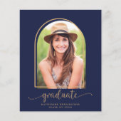 Budget Navy Blue Gold Arch Photo Afstuderen (Voorkant)