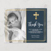 Budget Navy Blue Gold Baptisme Hartelijk dank (Voorkant)